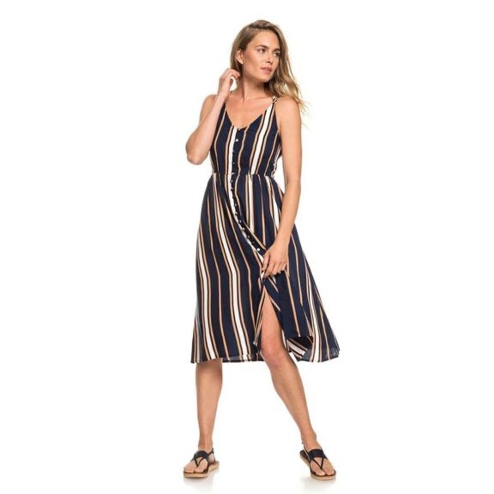 Roxy Sunset Beauty Midi Dress In blue Macy Stripe Size L